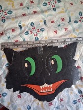 Vintage Halloween Cat Face Embossed Die Cut Wall Hanging picture