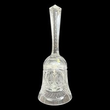 Cut Crystal Glass Bell Etched Floral Star Pattern Clear Decorative Collectible picture
