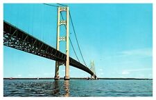 Mackinac MI Michigan Mackinac Straits Suspension Bridge Chrome Postcard picture
