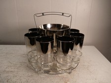 Cool Dorothy Thorpe MCM  Carrier, 8 Silver Fade Highball Glasses & Ice Bucket picture