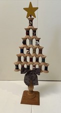 VTG/ANTIQ Handmade  Christmas Tree Of Spools With Stand & Star On Top 23”X9” EUC picture