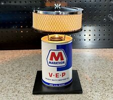 Authentic Marathon Oil Can Lamp with Chrome Air Cleaner Shade picture