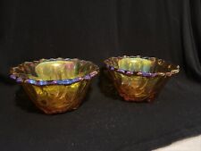 Vtg Pair Iridescent Glass Candle Holder Candlesticks, Carnival Glass picture