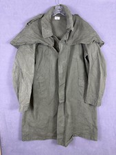 Vintage 60s French Army Mens L Frock Rain Coat Green Canvas picture