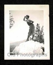 HUNKY MAN ATOP A MOUNTAIN LOOKING OUT OLD/VINTAGE PHOTO-C194 picture
