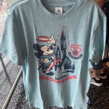 2026 Walt Disney World 55th Anniversary Mickey Castle Blue Shirt Adult Szs NWT picture