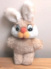 Plush Bunny Vintage Vtg Stuffed Retro Peach  Easter Bunny Toy Animal Figure  picture