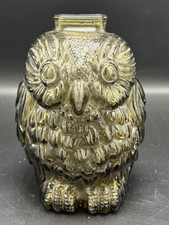 Vintage Amber Brown Glass Wise Old OWL Piggy Bank  picture