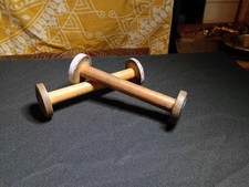 vintage wooden textile spools 7 inches tall industrial picture