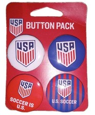 USA Soccer Team - Button Badge Pin Set - 4 Pins - Licensed - New In Pack picture