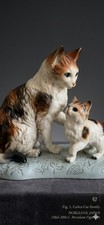 RARE Vintage NORLEANS Japan Porcelain Cats Figurines ~  9”x 7,5”x 4” picture