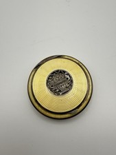 Antique Austrian Sterling Silver Flower Basket Guilloche Enamel Powder Compact picture