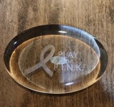 Breast Cancer Play For P.I.N.K. Glass Paperweight - BRAND NEW picture