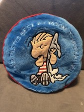 Vintage Peanuts Linus Thumb Sucking Round Plush Pillow 13” Blue Snoopy picture