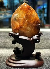 189g TOP Natural Rutilated crystal quartz mineral specimen reiki Decor+stand picture