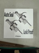 Sealpour Liquor Auto Seal Leak Proof Pourers 2 pks Stainless Steel / Silver NIB picture