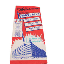 1950s Vancouver BC Tourist Guide Map Woodward's Stores Auto Court Stanley Park picture