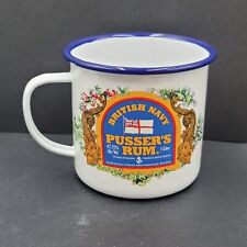 Vintage British Navy PUSSERS RUM Enamel Tin Metal Mug Cup Royal Navy picture