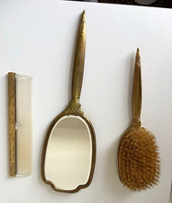 Vintage 3-Piece Vanity Set (S&B Bronze) :Hand Mirror Hair Brush Comb picture