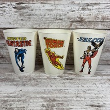 Marvel 7-11 Slurpee Cups (Lot of 3) Mister Fantastic Human Torch Falcon (1975) picture