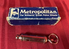 METROPOLITAN AUTHENTIC BRITISH POLICE WHISTLE # 15 METAL RING LONDON BOX picture