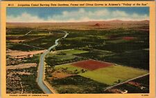 AZ-Arizona, Aerial Irrigation Canal, Date Gardens, Vintage Postcard picture