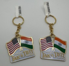 Disney Animal Kingdom Yak & Yeti Anandapur USA India Flag Enamel Keychain RARE picture