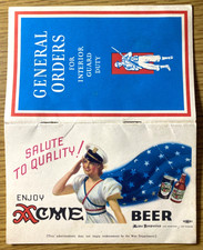 1941 WWII ENJOY ACME BEER vintage booklet GENERAL ORDERS FOR INTERIOR GUARD DUTY picture