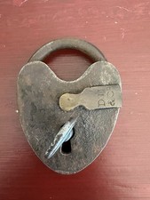 Vintage  D.M. & CO Heart Shape Padlock w Key - Perfect for Valentine's Day picture