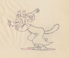 Columbia LITTLE LOST SHEEP Animation Drawing of WOLF and GENEVIEVE, 1939 picture