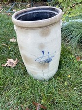 Primitive #4 Bee Sting Stoneware Butter Churn Crock ~ Early Red Wing Salt Glaze picture