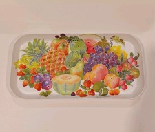 Vintage Mebel Melamine Serving Tray Fruit Pattern Made In Italy Footed picture