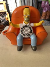 Vintage The Simpsons Homer Simpson Animated Landline Telephone Orange UNTESTED picture