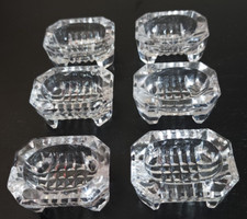 Antique Cut Crystal SIX OPEN SALT CELLARS Sawtooth Footed 1.5