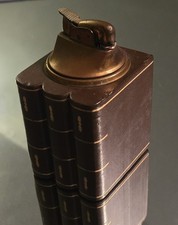 Vintage Evans Branded Star Leather Stacked Books Table Lighter 1950s MCM Novelty picture