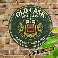Vintage Irish Whiskey Round Metal Sign 8x8 Pub Bar Home Decor Plaque picture