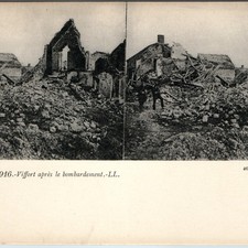 c1916 Viffort France WWI Ruins Stereoview Postcard Bombardment War Damage LL picture