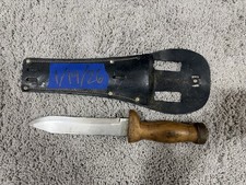Antique 1926 Fixed Blade Wood Handle Knife Black Sheath picture
