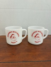 RARE VINTAGE 1970 KNAPP’S BREAKFAST WITH SANTA CHRISTMAS MUGS SET OF 2 MICHIGAN picture