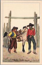 Vintage Artist-Signed LON MEGARGEE Linen Postcard Dude Ranch Scene / 1944 Unused picture