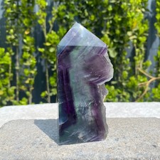281G Natural Rainbow Fluorite Obelisk Quartz Crystal Wand Tower Point Healing picture