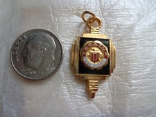 Decatur, IL High School  1940's Antique 14K Gold Plated Pendant Charm Fob picture