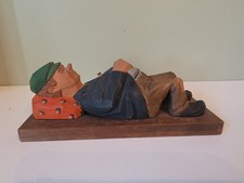 Vtg Trygg Signed Handcarved Wood Resting Hobo Figurine Sweden Folk Art READ picture