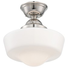 MINKA LAVERY 2257-613 SCHOOLHOUSE MODERN SEMI FLUSH MOUNT POLISHED NICKEL picture