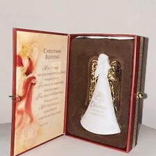 Grasslands Road Christmas Blessing Angel Ornament White Bisque with Gold Wings picture