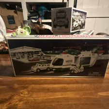 Hess 2003 Helicopter w/ Motorcycle & Cruiser Gas & Oil Green/White/Red w/ Box picture