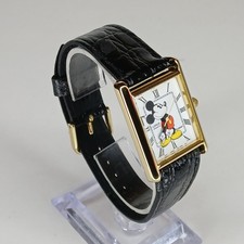 Vintage Lorus Disney Mickey Mouse Tank Watch Gold Tone Roman Numerals V501 picture