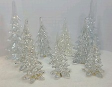 Vintage Two's Company Lot of 10 Clear Glass Christmas Trees Handblown Art Glass picture