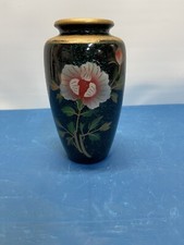 Vintage Norleans Japan Handpainted Cherry Blossom Ceramic Floral Vase 7.25
