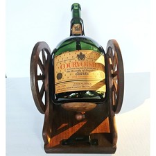 Vintage Courvoisier Cognac 1 Gallon Empty Bottle Wooden Cannon Stand Bar Decor picture